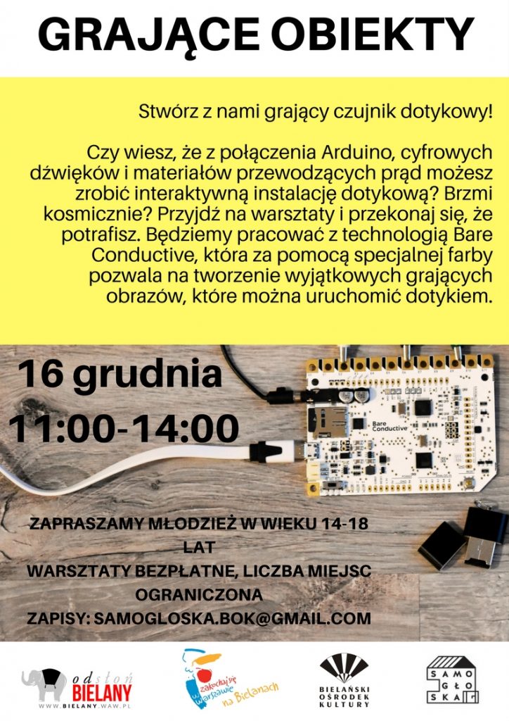 Plakat do warsztatu Grające obiekty