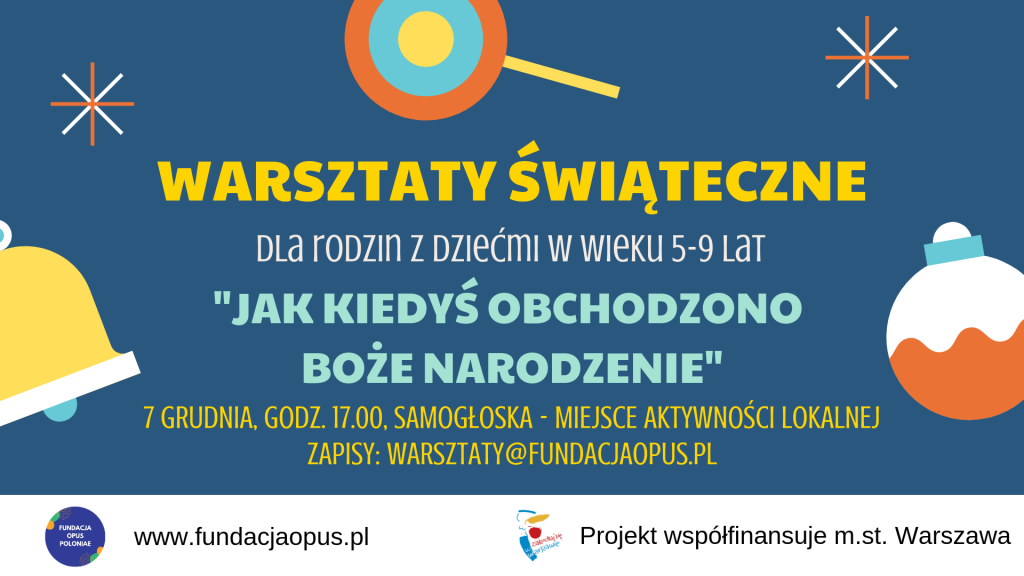 Grafika z napisem: warsztaty świąteczne "jak kiedyś obchodzono boże narodzenie"